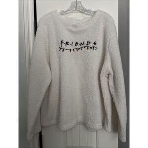 Friends Sherpa Sleepwear Sweater Womens Small XXL White